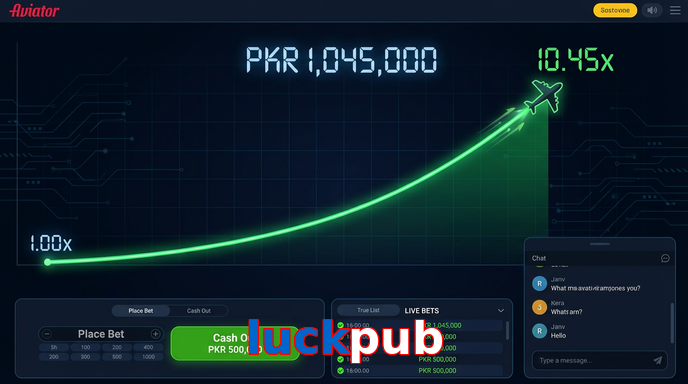 Main screen of Luckpub aviator page for PK players